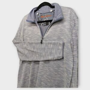 Mens Robert Graham Spielberg Quarter Zip Sweater Purple Blue Gray Size Large